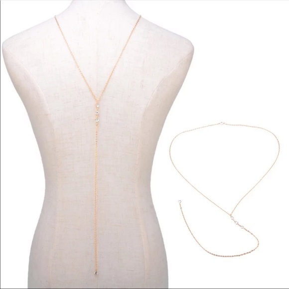 Gold Crystal Body Chain Pendant Necklace - Picture 2 of 7